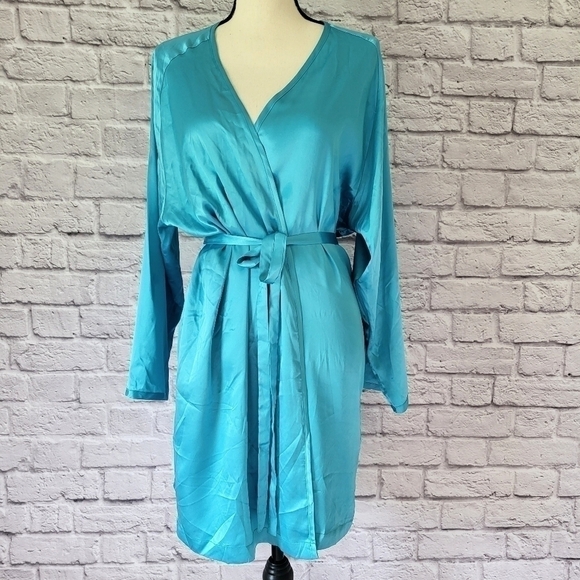 Victoria's Secret vintage turquoise blue wrap luxurious robe One Size - Picture 3 of 9